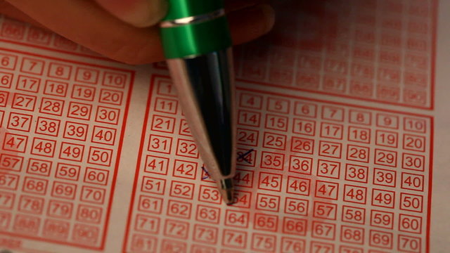 Closeup of lotto slip during the marking of numbers