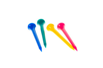 Golf tees isolated on a white background