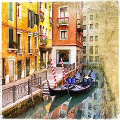 Deurstickers kanalen van Venetië - foto in retrostijl © Freesurf