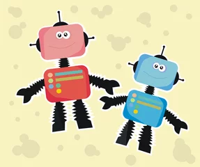 Washable wall murals Robots robot friends (two friends)