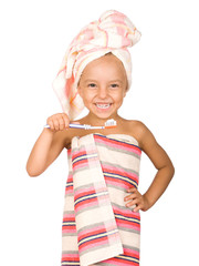 Happy little girl with toothbrush