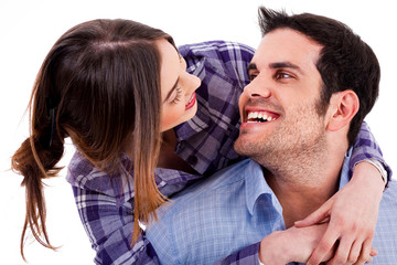 Beautiful woman enjoying piggyride