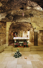 Grotto of Virgin Mary in the Basilica of Annunciation, Nazareth - obrazy, fototapety, plakaty