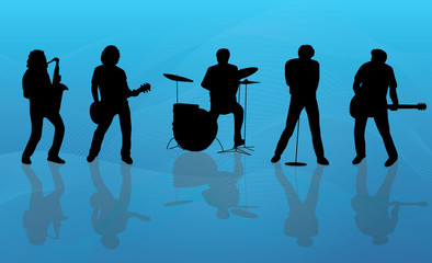 Band Silhouette Blue Background