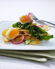 Röstkartoffeln mit Ei und Spinat