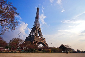 Landscape of Eiffel tower from Garden in Paris France