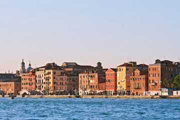 Fototapeta na wymiar Cityscape of Venice town, Italy from Passenger Cruise