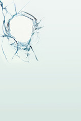 Glass   broken  hole
