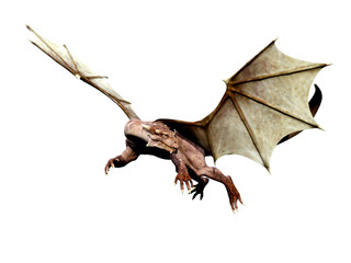 dragon turning arround to attack white background