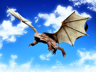 Papier Peint photo Lavable Dragons dragon se retournant pour attaquer