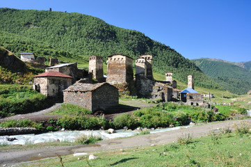 Fototapeta na wymiar Wieś Usghuli w Swanetia, Georgia