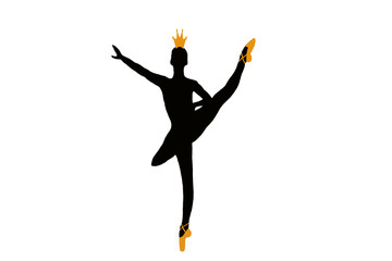 bailarina ballet clasico en parada de punta silueta - obrazy, fototapety, plakaty