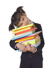 The girl with a heap of books