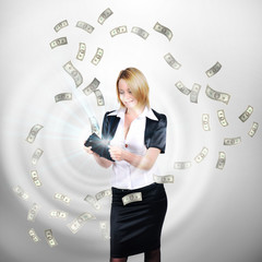 young girl with a wallet