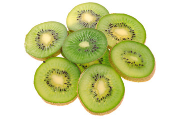 cut kiwi fruit on white background