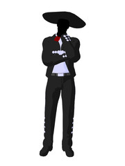 Male Mariachi Silhouette Illustration