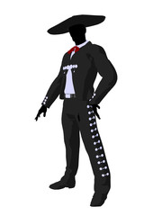 Male Mariachi Silhouette Illustration