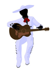 African American Mariachi Silhouette Illustration