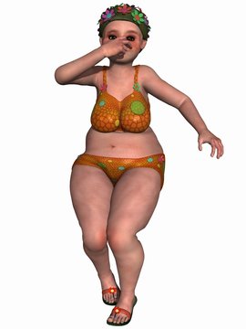 Weinbliche Fantasie Figur im Badeanzug