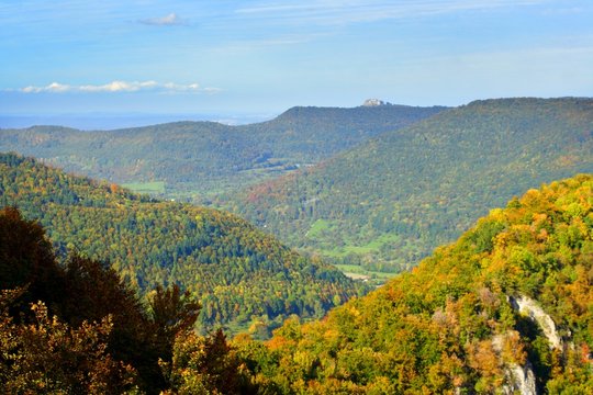 Schw&auml;bische Alb im Oktober, Ermstal, Hohenneuffen