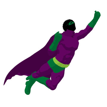 African American Super Hero Illustration Silhouette