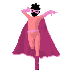 African American Super Hero Girl Illustration Silhouette
