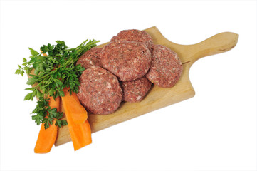 raw minced meat and vegetables