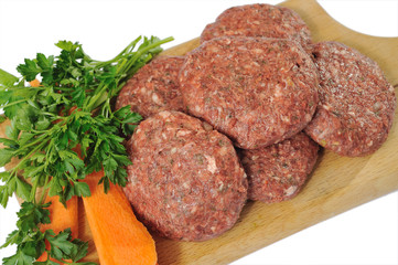 raw minced meat and vegetables