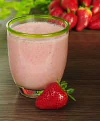 Strawberry milkshake with strawberries