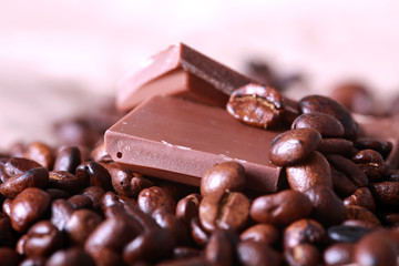 Coffee beans and chocolate