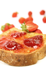 Strawberry jam on toast