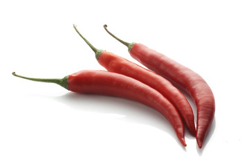 three isolated peppers