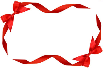 Frame from red bow and ribbons