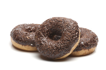 three doughnut with chocolate