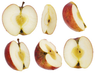 Set of the cut ripe apples