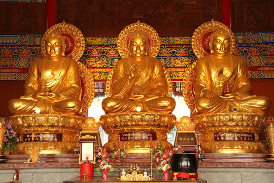 Three golden buddha