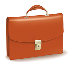 Business brown briefcase. Photo-realistic vector.