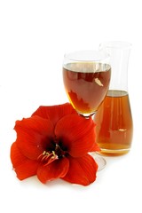 red wine and flower