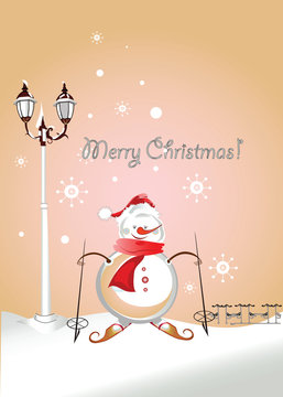 Christmas card with a Snowman
