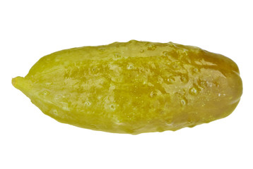 One pickled cucumber isolated on white