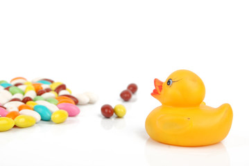 Rubber duck with candies