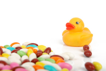 Rubber duck with candies