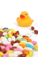 Rubber duck with candies