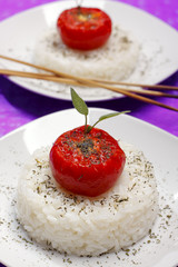 Fried tomatoes on rice