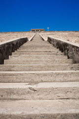 Fototapeta premium Long stairsteps to the top of dam