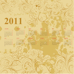 Fototapeta na wymiar Vintage template for calendar 2011