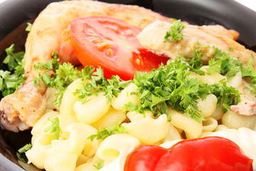 Plate with meal.
