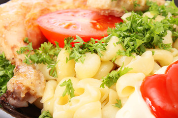 Plate with meal.