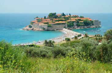 Fototapeta na wymiar Półwysep Sveti Stefan, Czarnogóra wybrzeża