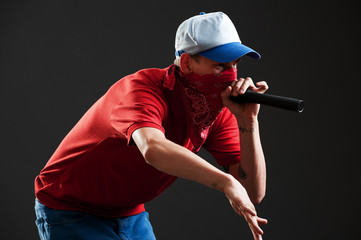 rapper with microphone